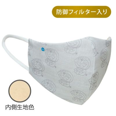 【ドラえもん】メルトブローン不織布防御フィルター入りハイドロ銀チタン(R)ソフトガーゼマスク（おすわりドラえもん）グレー