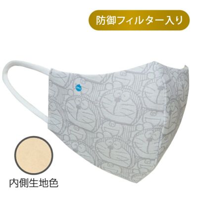 【ドラえもん】メルトブローン不織布防御フィルター入りハイドロ銀チタン(R)ソフトガーゼマスク（ドラえもんがいっぱい）グレー