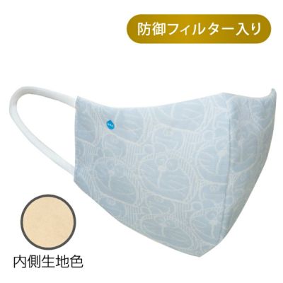 【ドラえもん】メルトブローン不織布防御フィルター入りハイドロ銀チタン(R)ソフトガーゼマスク（ドラえもんがいっぱい）ブルー