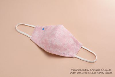【ローラ アシュレイ】メルトブローン不織布 防御フィルター入り ハイドロ銀チタン(R)ソフトガーゼマスク バラ柄　ピンク